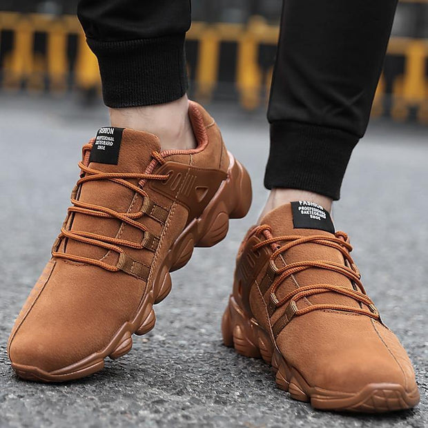 Male Casual Shoes for Men Adults Comfortable Suede Black Male Sneakers - Ernadi