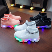 Girls Boys Letter Mesh Led Luminous Socks Sneakers Shoes Light Up Shoes