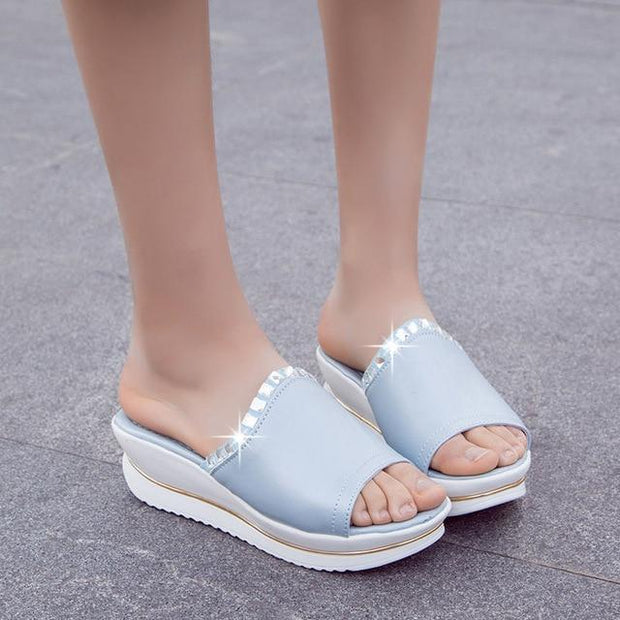 Platform Bath Slippers Wedge Beach Flip Flops High Heel Slippers - Ernadi