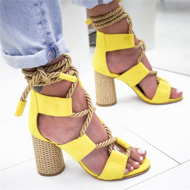 Espadrilles Fish Mouth Lace Up Platform Wedge Sandals
