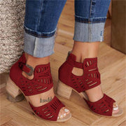 Chunky Heel Summer Slip-on Buckle Wedge Sandals - Ernadi