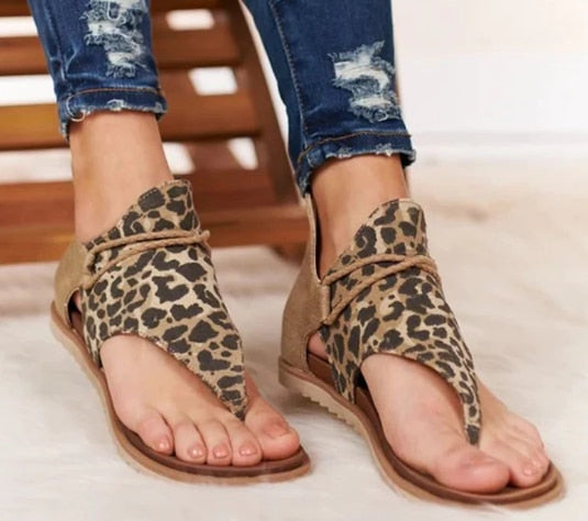 Leopard Pattern Rome Sandals Anti-slip Wedges Summer shoes