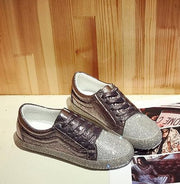 Sneakers Women Flats Golden Silver Shoes Rhinestone Bling Casual Shoes Streetwear
