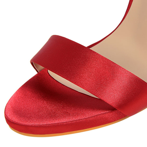 Satin Silk High Heels Sandals Gladiator Pumps - Ernadi