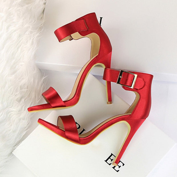 Satin Silk High Heels Sandals Gladiator Pumps - Ernadi