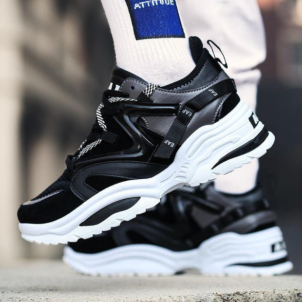 Casual Shoes Men Breathable Sneakers Lace Up Colour Matching - Ernadi