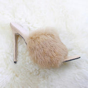 Candy Colour Rabbit Fur High Heel Slippers - Ernadi