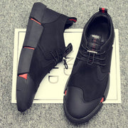 Men's Leather Casual Shoes Breathable Sneakers Black - Ernadi