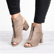Faux Suede Leather Zipper Ankle Boots