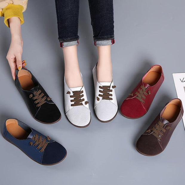 Genuine Leather Shoes Ladies Shoes Slip On Ballet Flats Sneakers Women Oxford Shoes Plus Size Moccains - Ernadi