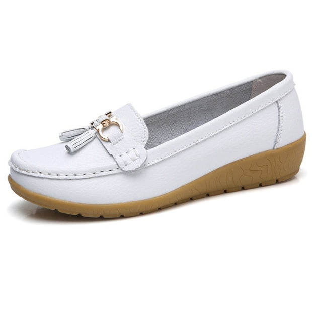 Flats Women Shoes Loafers Genuine Leather Flats Slip On Women's Loafers Female Moccasins Shoes