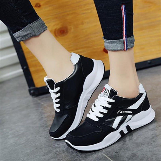 Running Shoes White Sport Sneakers Wedge Platform Heels Female Leisure Sneakers Lady Plus Size - Ernadi