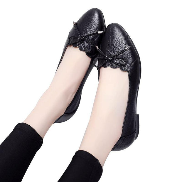 Genuine Leather Women Flats Casual Work Shoes Plus Size - Ernadi