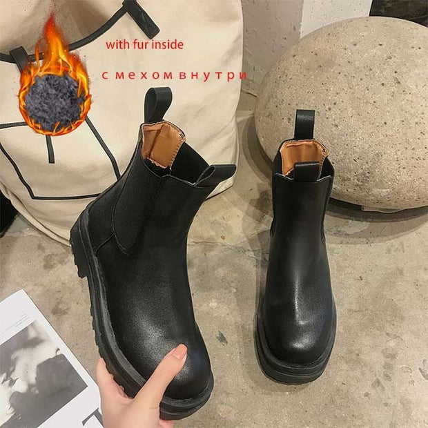 Women Chunky Heel Ankle Boots Woman Shoes Autumn Chelsea Boots Female Platform Ladies Boots