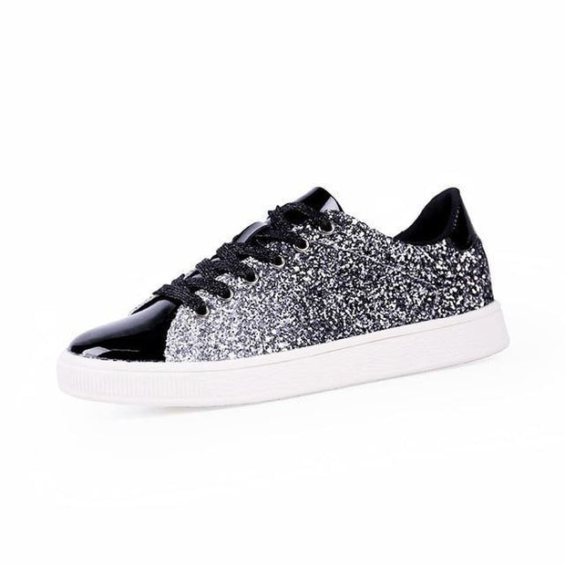 Spring Women Casual lace-Up Bling Glitter Vulcanised Sneakers - Ernadi
