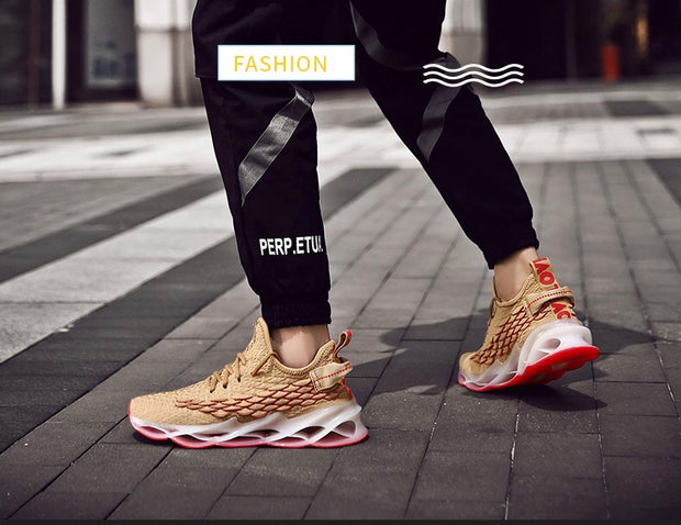 Men Sports Shoes Lace-up Athletic Breathable Blade Sneakers