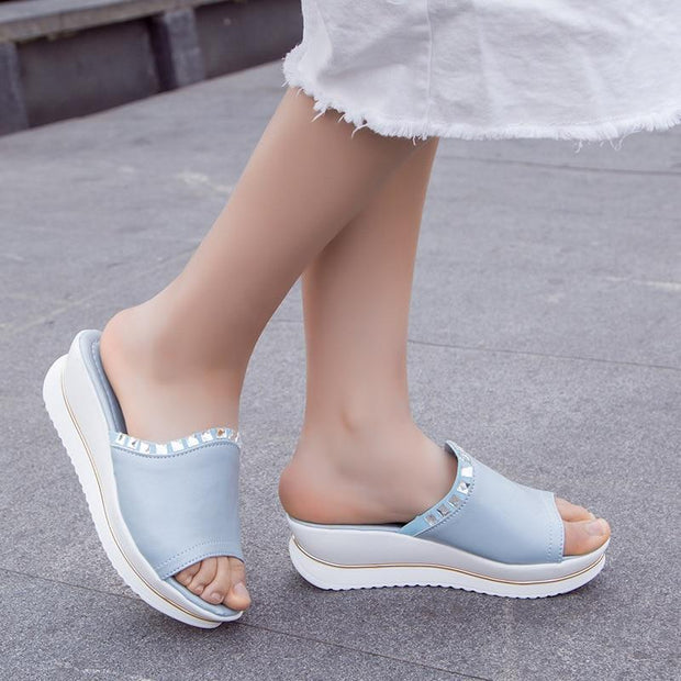 Platform Bath Slippers Wedge Beach Flip Flops High Heel Slippers - Ernadi