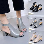 Ankle High Heel Block Open Toe Shoes - Ernadi
