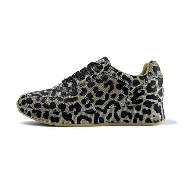 Leopard Pattern Fabric Casual Sneakers Flats Shoes Women - Ernadi