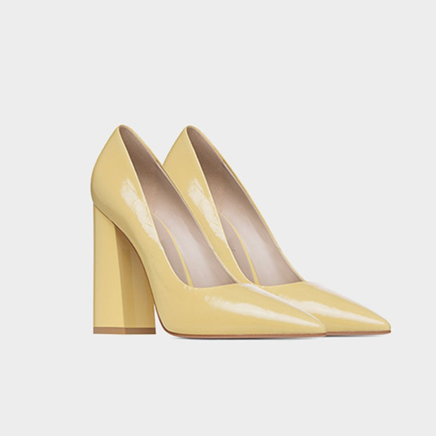 Thick Heeled Patent Leather High Heels Professional Women's Shoes