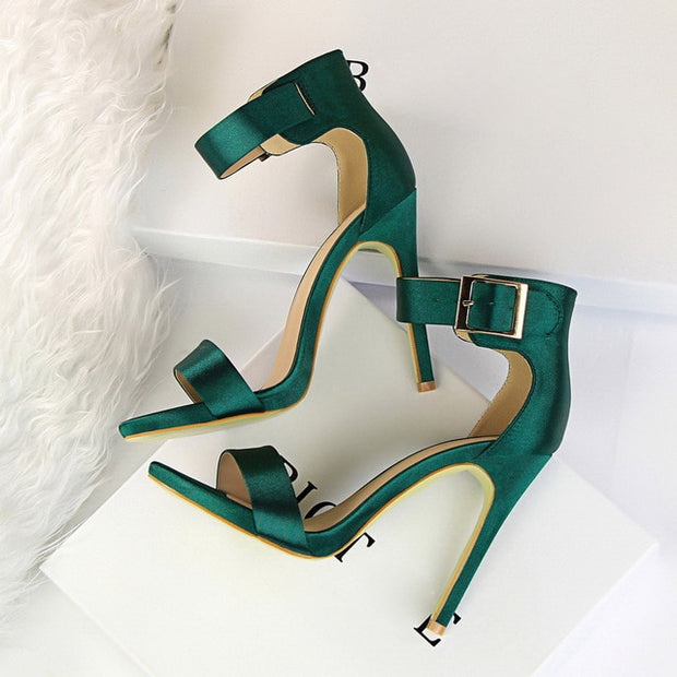 Satin Silk High Heels Sandals Gladiator Pumps - Ernadi