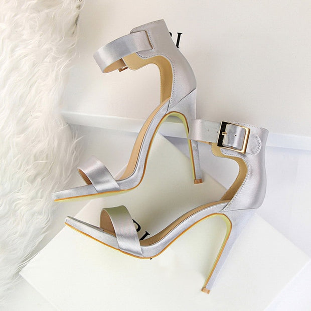 Satin Silk High Heels Sandals Gladiator Pumps - Ernadi