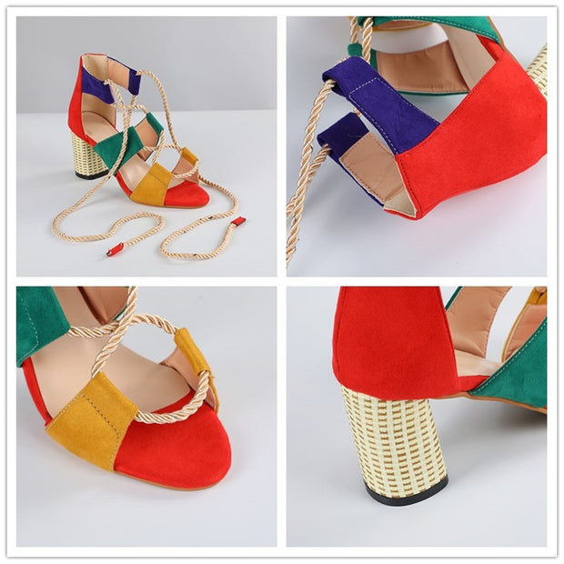 Espadrilles Fish Mouth Lace Up Platform Wedge Sandals