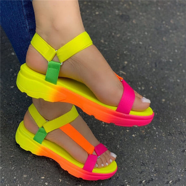 Multi Colors Casual Shoes Woman Flat Comfortable Sandals Female Light Sandals