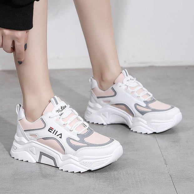 New Sneakers Women Breathable Mesh Casual Shoes Female Fashion Sneaker Lace Up High Leisure Women Vulcanize Shoe Platform - Ernadi