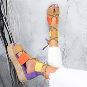 Espadrilles Fish Mouth Lace Up Platform Wedge Sandals