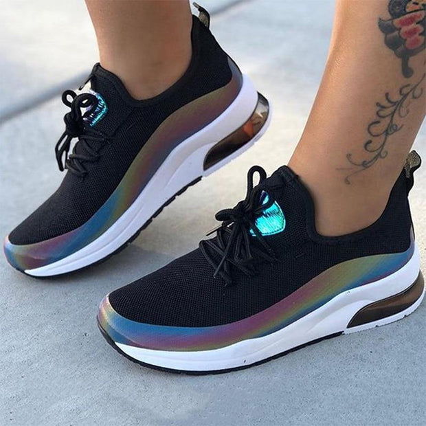 Colourful Sneaker Ladies Lace Up Vulcanized Female Walking Shoes - Ernadi