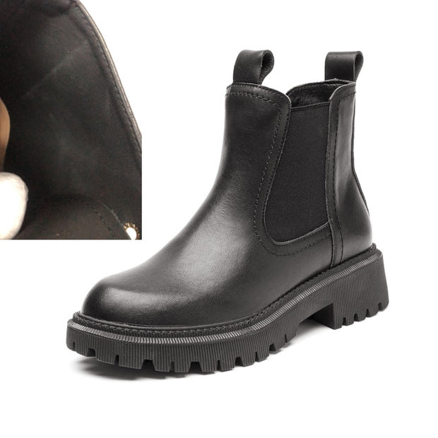 Genuine Leather Women’s Chelsea Boots Retro Ankle Martin Boots