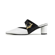 Pumps High Round Heel Fashion Square Toe Metal Decoration Casual Shoes - Ernadi