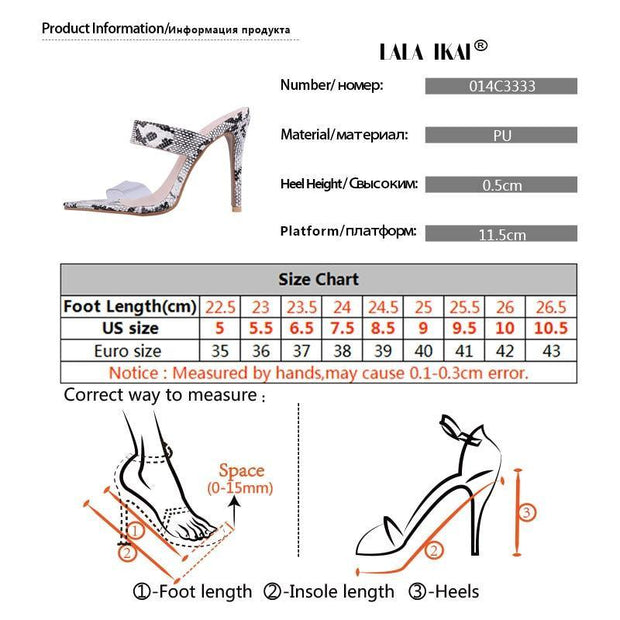 Snake Pattern Sandals High Thin Heels Ladies Summer Slides Party Shoes - Ernadi