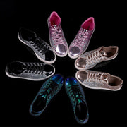 Spring Women Casual lace-Up Bling Glitter Vulcanised Sneakers - Ernadi