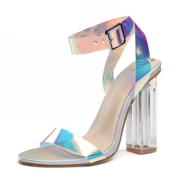 PVC Women Sandals Open Toe High Heels Women Transparent Heel Sandals Woman Party Shoes Pumps