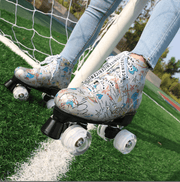 Children's adult double row skates roller skates double row wheel skates flash roller skating - Ernadi