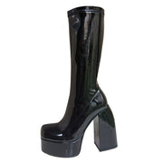 Over The Knee Boots Black High Heel Women's Shoes