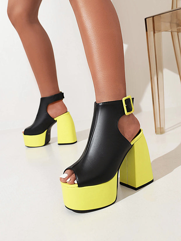 Spring And Summer Fish Mouth Waterproof Platform Thick Bottom High-Heeled Boots