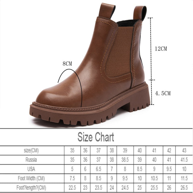 Genuine Leather Women’s Chelsea Boots Retro Ankle Martin Boots