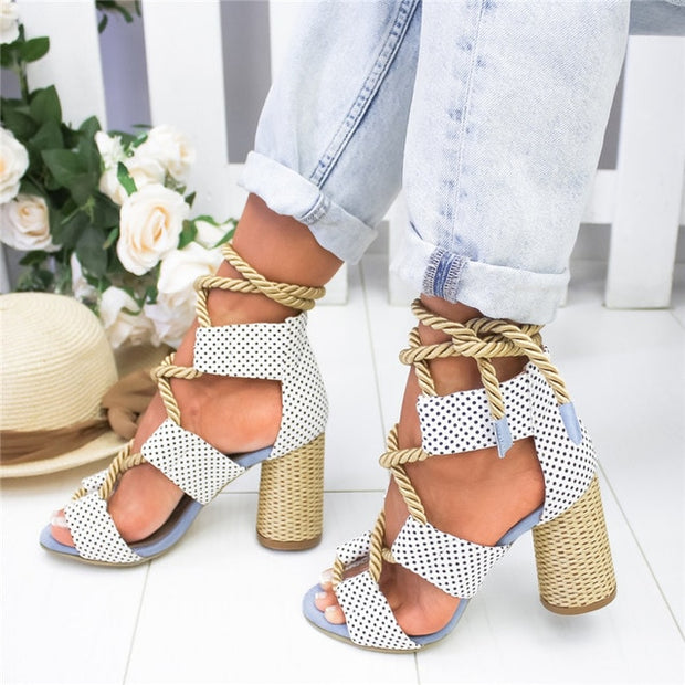 Espadrilles Fish Mouth Lace Up Platform Wedge Sandals