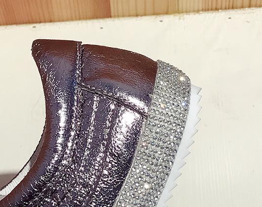 Sneakers Women Flats Golden Silver Shoes Rhinestone Bling Casual Shoes Streetwear