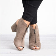 Faux Suede Leather Zipper Ankle Boots