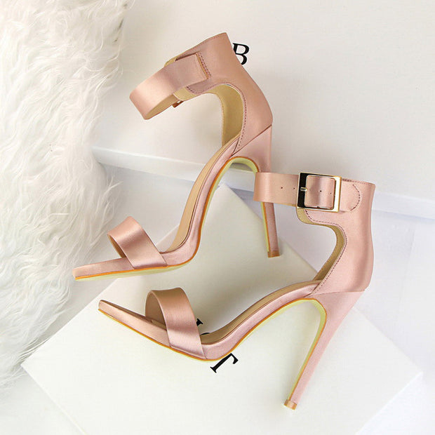 Satin Silk High Heels Sandals Gladiator Pumps - Ernadi