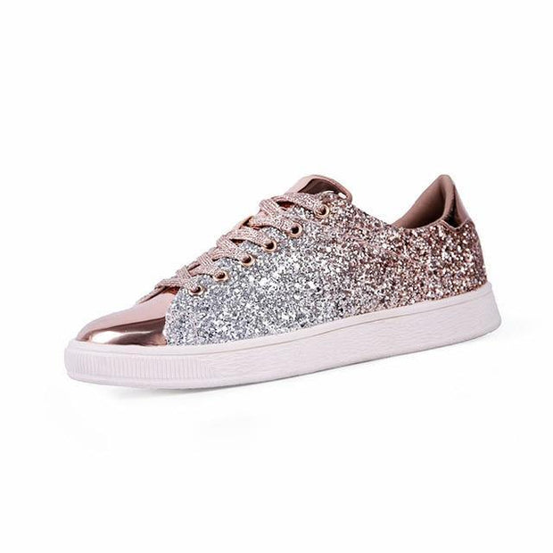 Spring Women Casual lace-Up Bling Glitter Vulcanised Sneakers - Ernadi