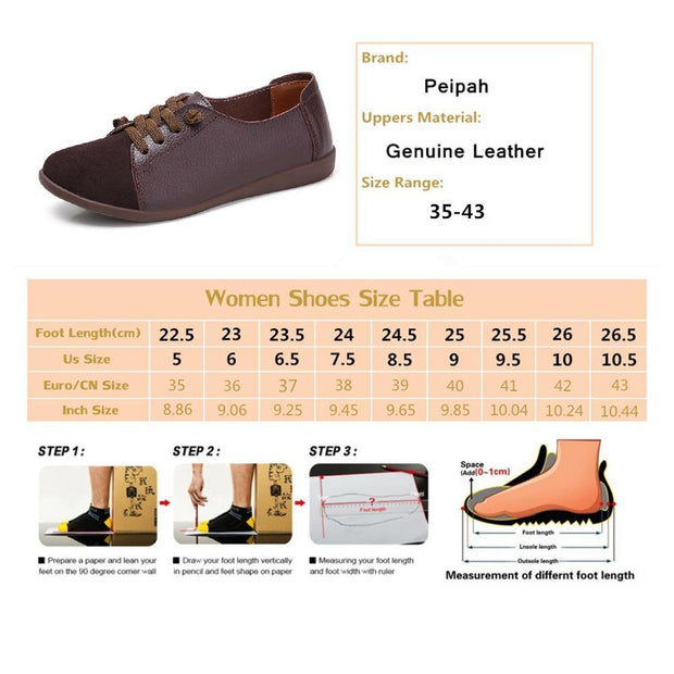 Genuine Leather Shoes Ladies Shoes Slip On Ballet Flats Sneakers Women Oxford Shoes Plus Size Moccains - Ernadi