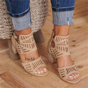 Chunky Heel Summer Slip-on Buckle Wedge Sandals - Ernadi