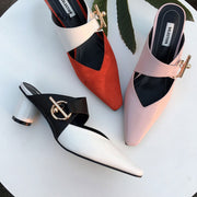 Pumps High Round Heel Fashion Square Toe Metal Decoration Casual Shoes - Ernadi