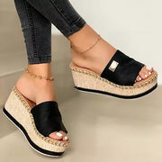Platform Wedges Slippers Women Sandals Heeled Shoes Casual Summer Slides Slippers