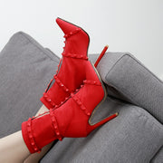 Red female boots women's shoes